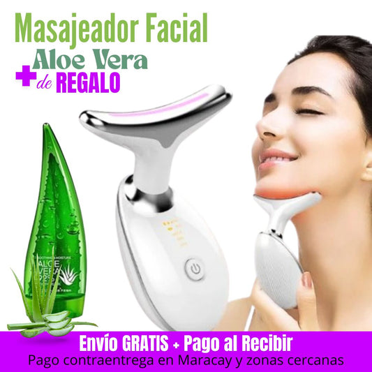 MASAJEADOR Rejuvenecedor Facial Led PRO + GEL de Aloe Vera de REGALO⭐